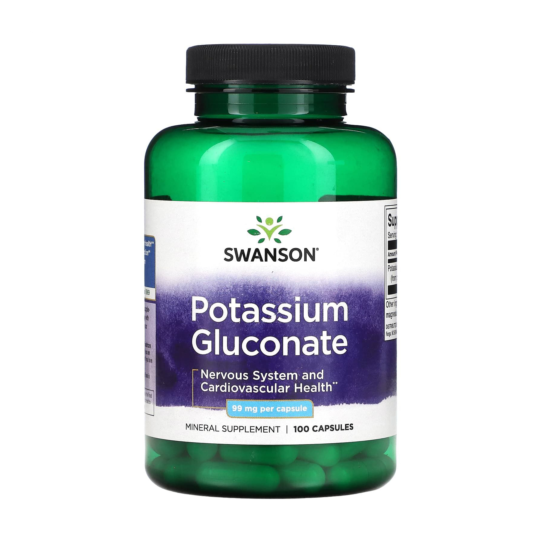 Глюконат калія Swanson Potassium Glukonate, 99 мг, 100 капсул